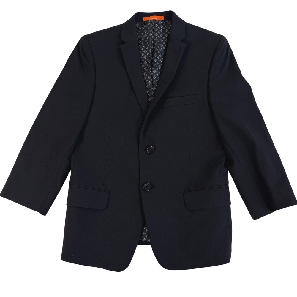 Tallia Boys Black Wool Blend Two Button Suit Jacket Blazer 14R Preppy Dressy